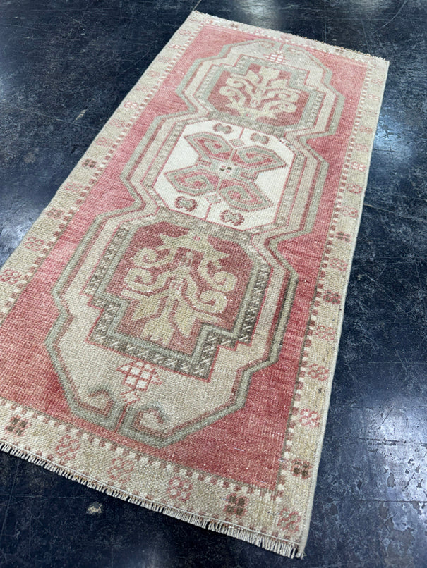 Turkish Mini Rug Oriental Hand Knotted Vintage Rug  1'7'' x  3'3'' #12154