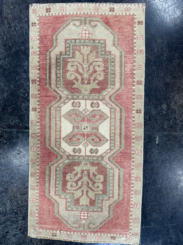 Turkish Mini Rug Oriental Hand Knotted Vintage Rug  1'7'' x  3'3'' #12154