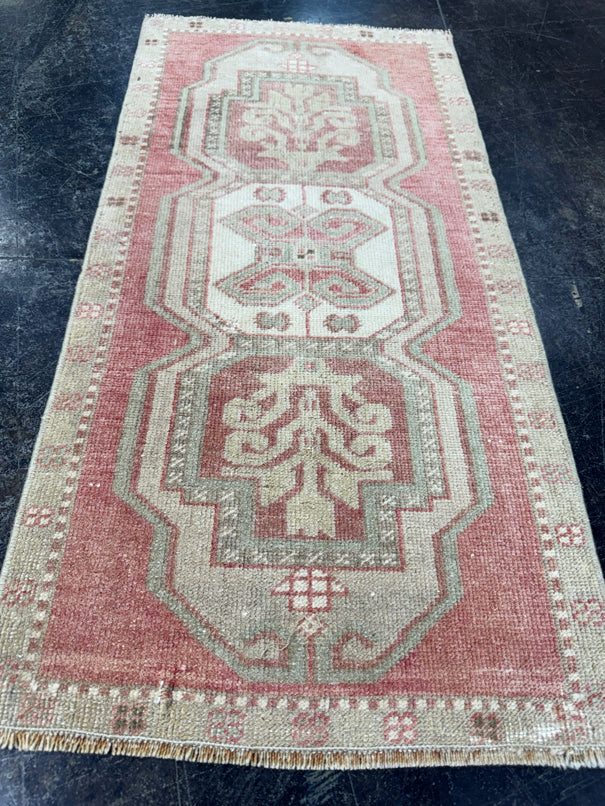 Turkish Mini Rug Oriental Hand Knotted Vintage Rug  1'7'' x  3'3'' #12154