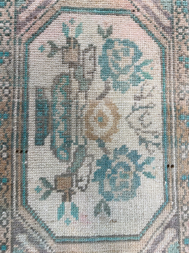 Turkish Mini Rug Oriental Hand Knotted Vintage Rug  1'4'' x  3'1'' #12153