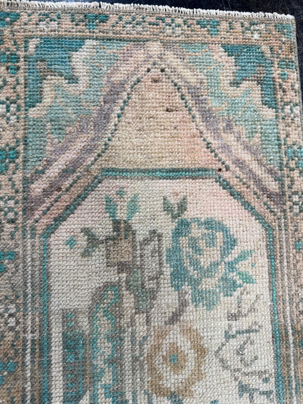 Turkish Mini Rug Oriental Hand Knotted Vintage Rug  1'4'' x  3'1'' #12153