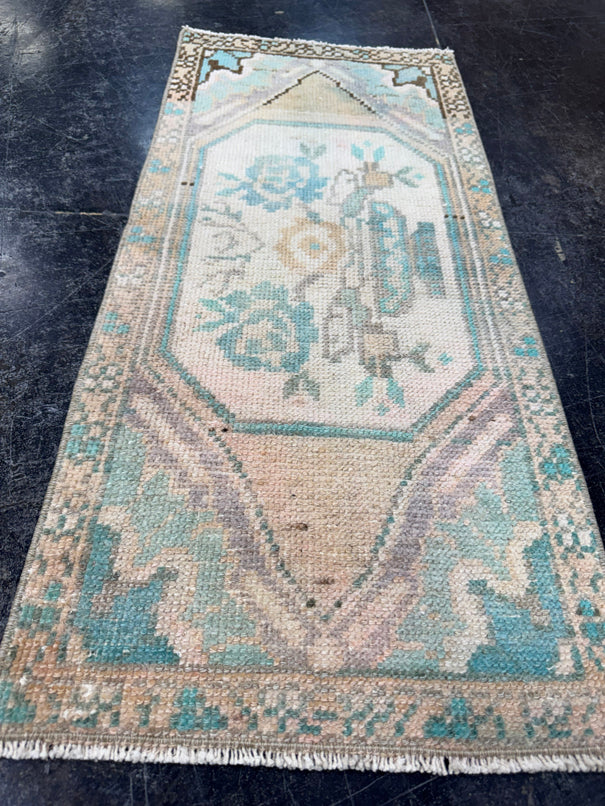 Turkish Mini Rug Oriental Hand Knotted Vintage Rug  1'4'' x  3'1'' #12153