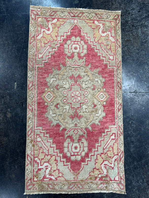 Turkish Mini Rug Oriental Hand Knotted Vintage Rug  1'6'' x  2'11'' #12152