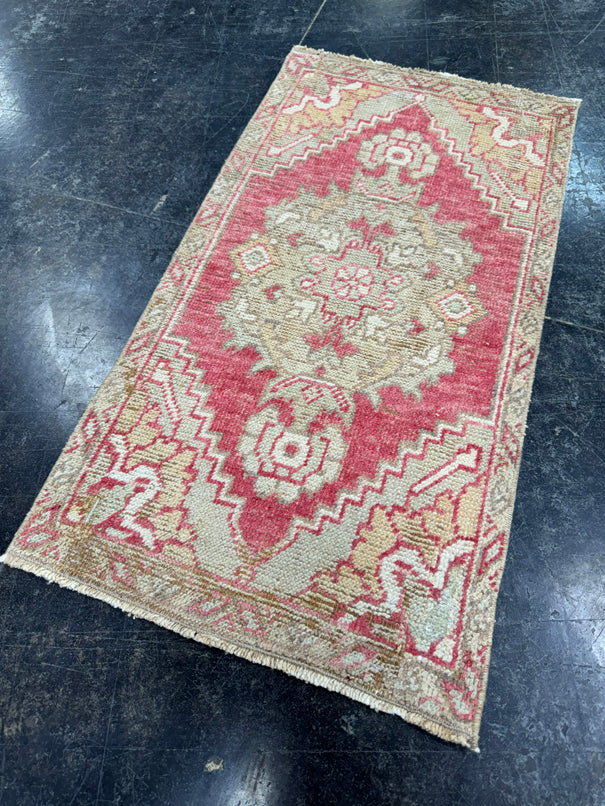 Turkish Mini Rug Oriental Hand Knotted Vintage Rug  1'6'' x  2'11'' #12152