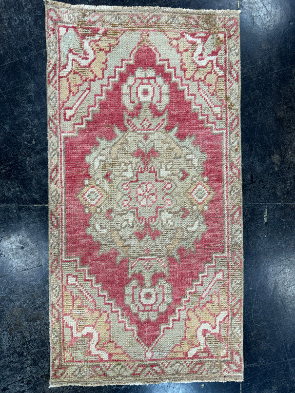 Turkish Mini Rug Oriental Hand Knotted Vintage Rug  1'6'' x  2'11'' #12152