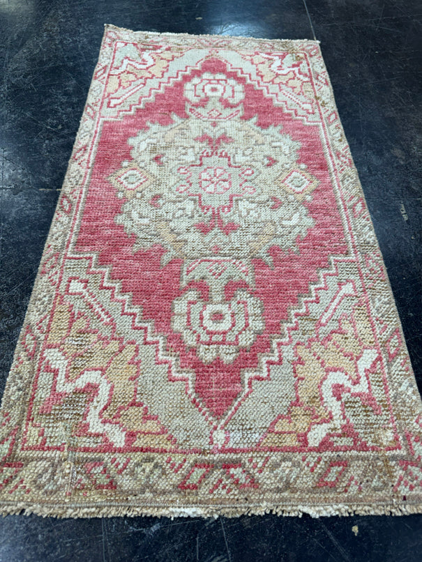 Turkish Mini Rug Oriental Hand Knotted Vintage Rug  1'6'' x  2'11'' #12152