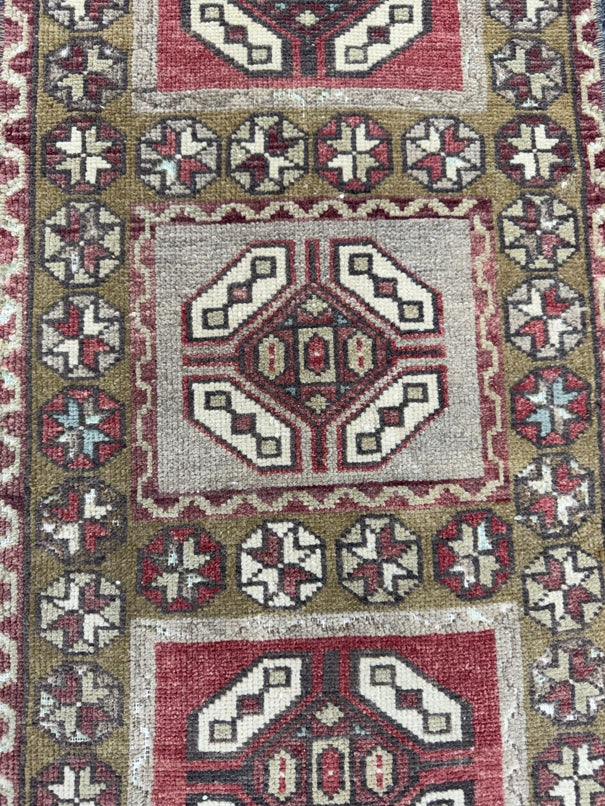 Turkish Mini Rug Oriental Hand Knotted Vintage Rug  1'6'' x  3'1'' #12151