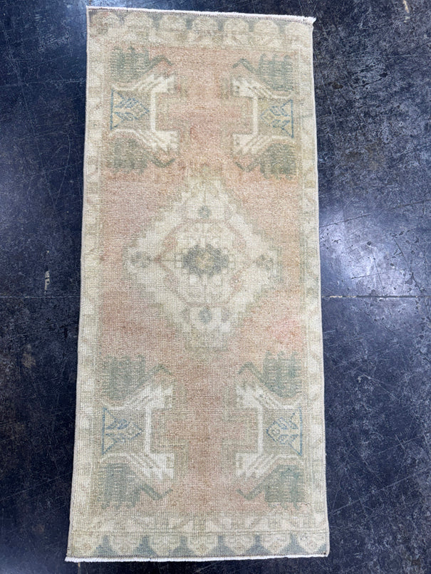 Turkish Mini Rug Oriental Hand Knotted Vintage Rug  1'5'' x  3'2'' #12149