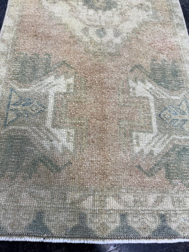 Turkish Mini Rug Oriental Hand Knotted Vintage Rug  1'5'' x  3'2'' #12149