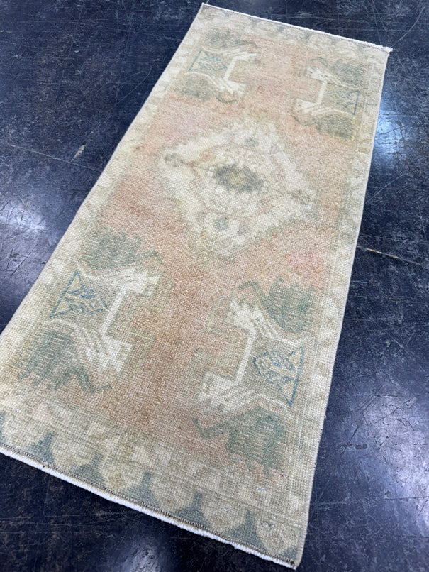 Turkish Mini Rug Oriental Hand Knotted Vintage Rug  1'5'' x  3'2'' #12149