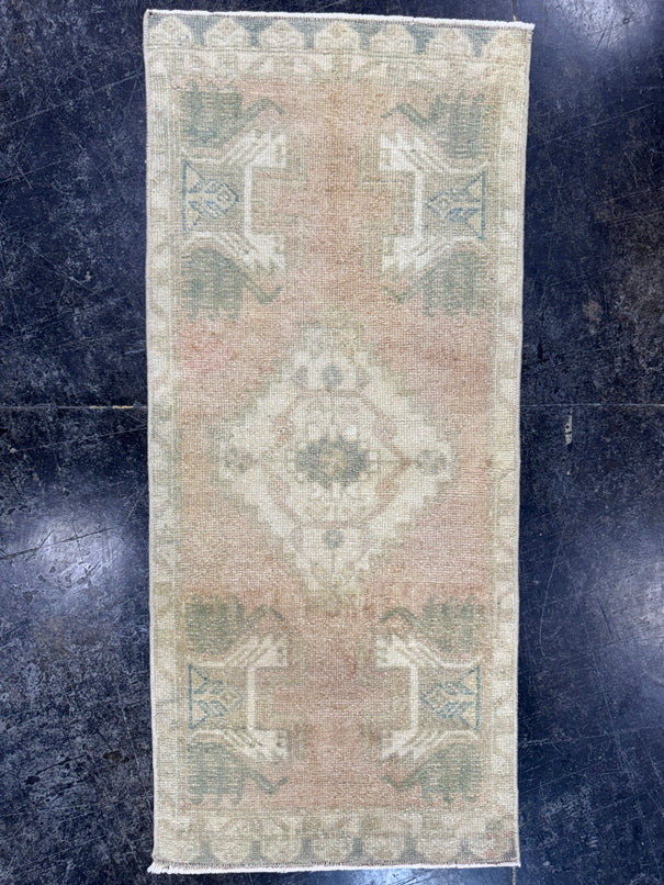 Turkish Mini Rug Oriental Hand Knotted Vintage Rug  1'5'' x  3'2'' #12149