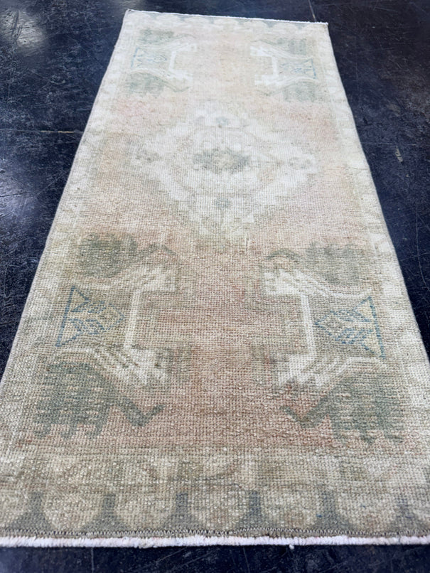 Turkish Mini Rug Oriental Hand Knotted Vintage Rug  1'5'' x  3'2'' #12149