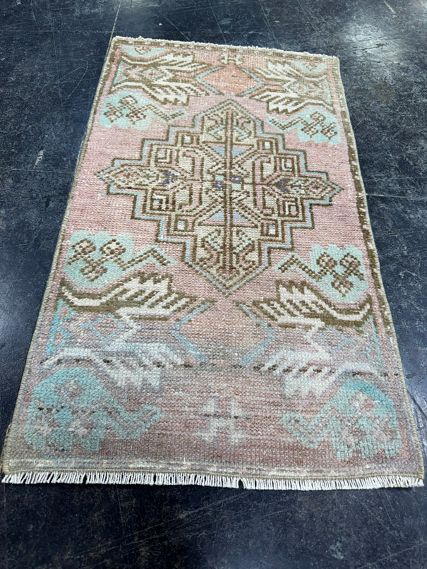 Turkish Mini Rug Oriental Hand Knotted Vintage Rug  1'6'' x  2'8'' #12143