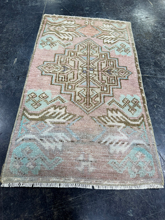 Turkish Mini Rug Oriental Hand Knotted Vintage Rug  1'6'' x  2'8'' #12143
