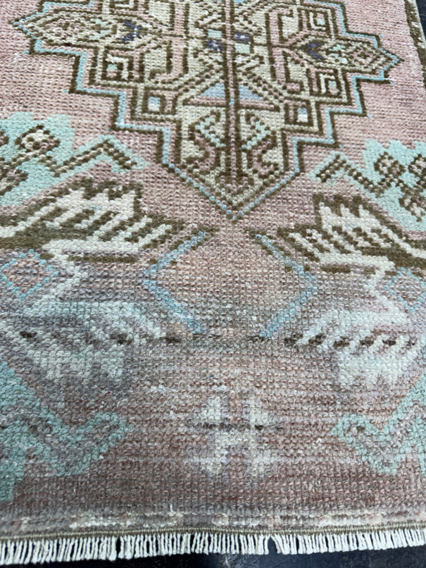 Turkish Mini Rug Oriental Hand Knotted Vintage Rug  1'6'' x  2'8'' #12143