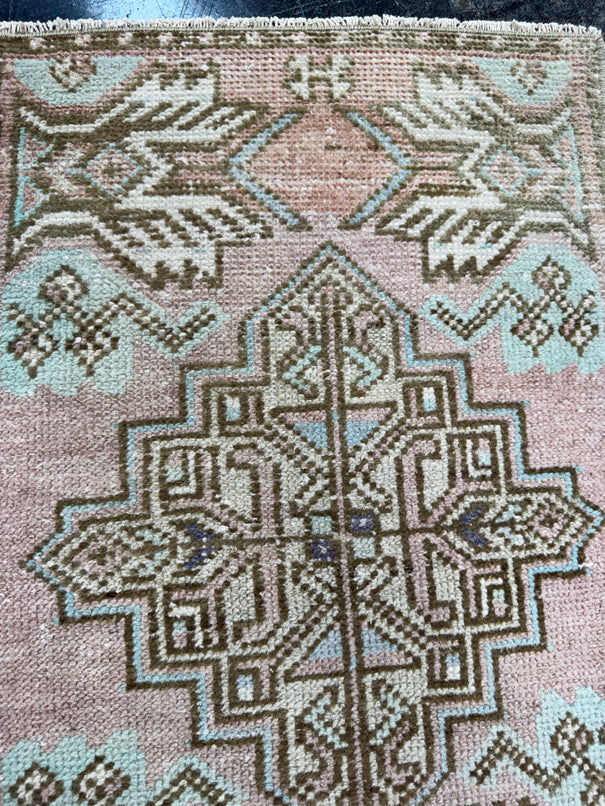 Turkish Mini Rug Oriental Hand Knotted Vintage Rug  1'6'' x  2'8'' #12143