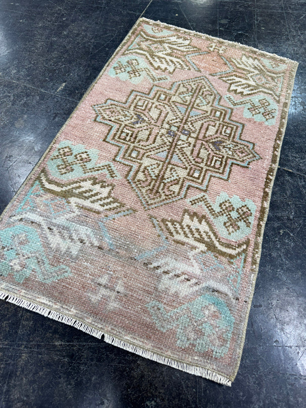 Turkish Mini Rug Oriental Hand Knotted Vintage Rug  1'6'' x  2'8'' #12143
