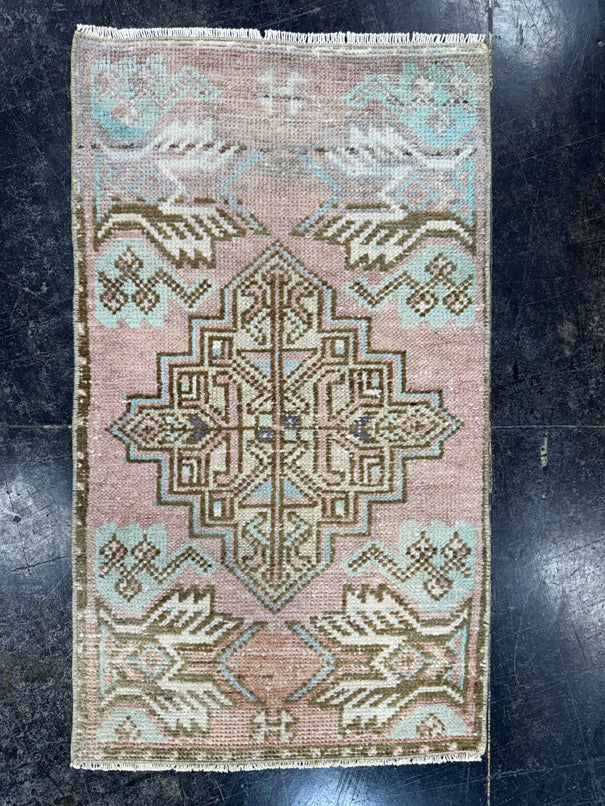 Turkish Mini Rug Oriental Hand Knotted Vintage Rug  1'6'' x  2'8'' #12143