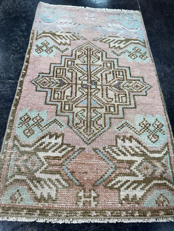 Turkish Mini Rug Oriental Hand Knotted Vintage Rug  1'6'' x  2'8'' #12143