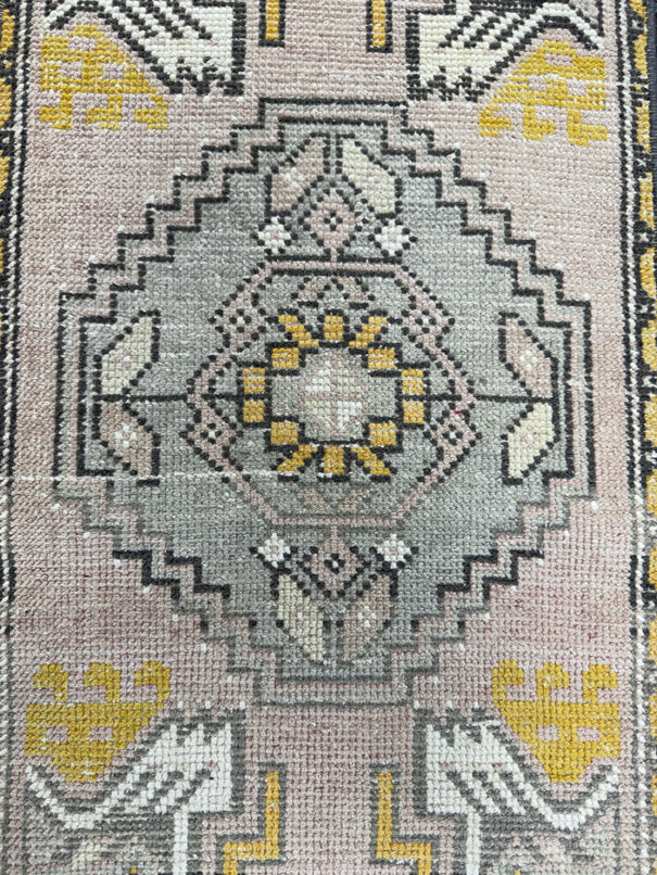 Turkish Mini Rug Oriental Hand Knotted Vintage Rug  1'7'' x  3'1'' #12144