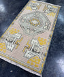 Turkish Mini Rug Oriental Hand Knotted Vintage Rug  1'7'' x  3'1'' #12144