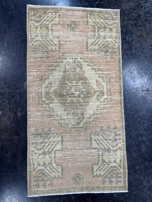 Turkish Mini Rug Oriental Hand Knotted Vintage Rug  1'6'' x  2'11'' #12145