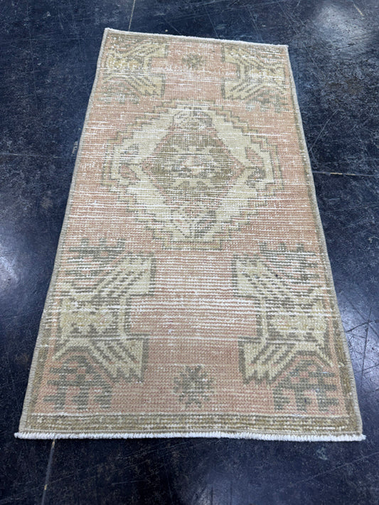 Turkish Mini Rug Oriental Hand Knotted Vintage Rug  1'6'' x  2'11'' #12145