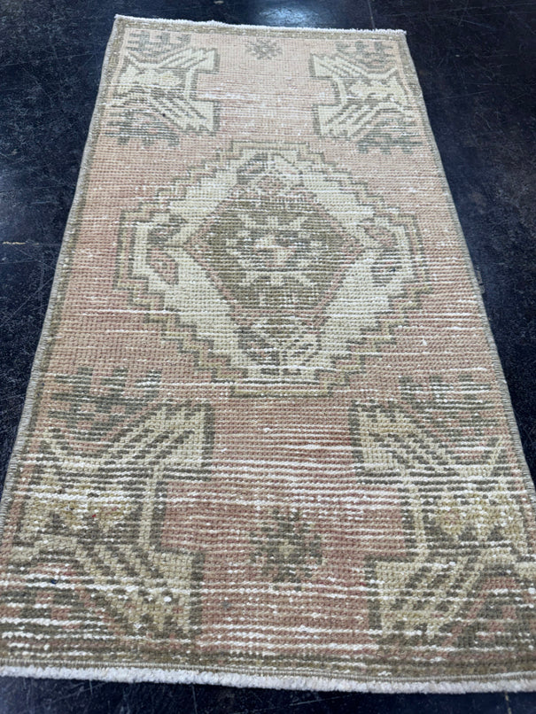 Turkish Mini Rug Oriental Hand Knotted Vintage Rug  1'6'' x  2'11'' #12145