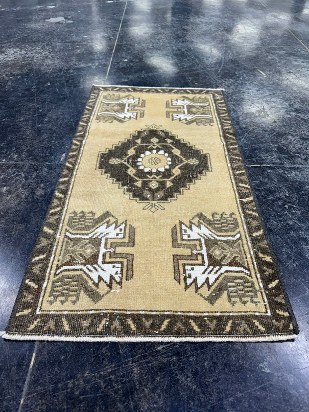 Turkish Mini Rug Oriental Hand Knotted Vintage Rug  1'7'' x  2'11'' #12148