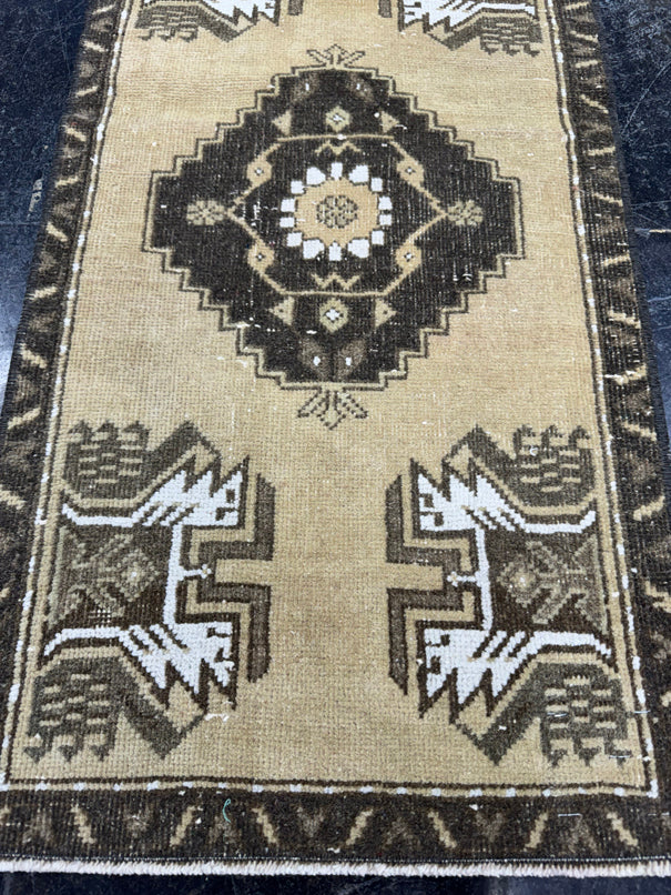Turkish Mini Rug Oriental Hand Knotted Vintage Rug  1'7'' x  2'11'' #12148