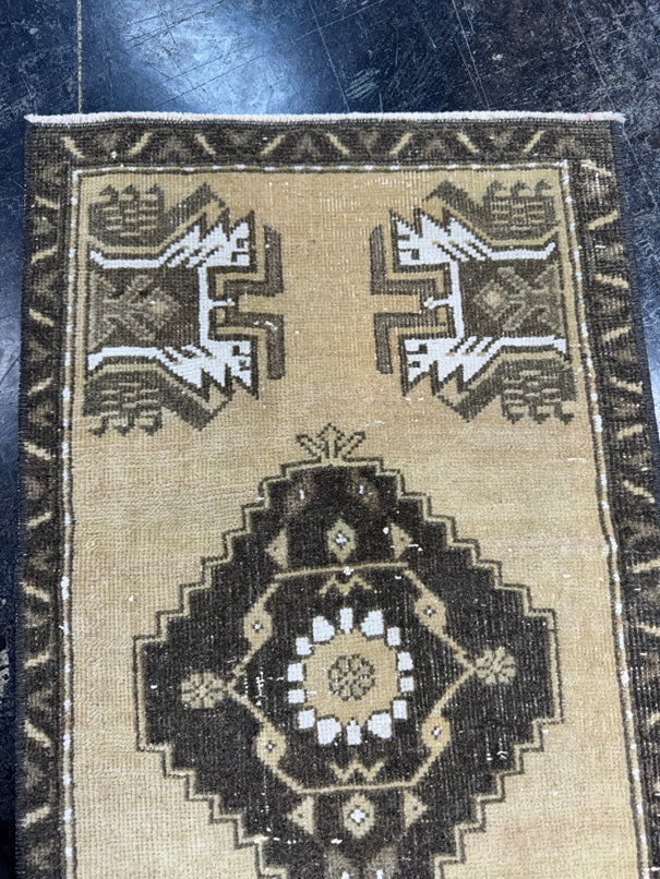 Turkish Mini Rug Oriental Hand Knotted Vintage Rug  1'7'' x  2'11'' #12148