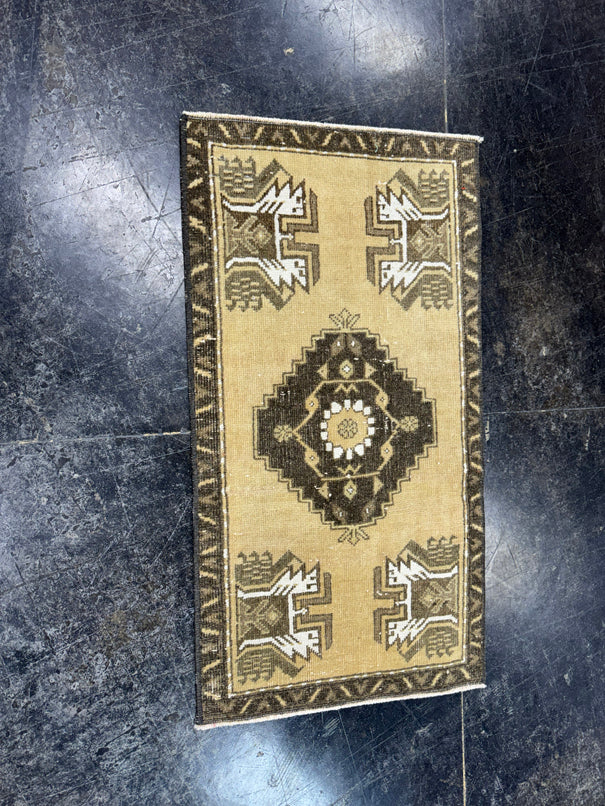 Turkish Mini Rug Oriental Hand Knotted Vintage Rug  1'7'' x  2'11'' #12148