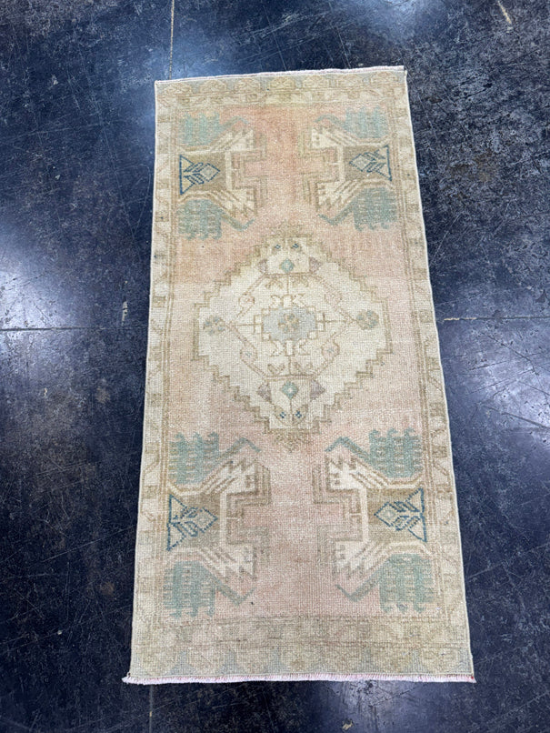 Turkish Mini Rug Oriental Hand Knotted Vintage Rug  1'6'' x  3'2'' #12137