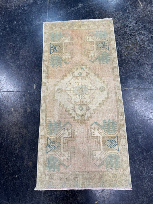 Turkish Mini Rug Oriental Hand Knotted Vintage Rug  1'6'' x  3'2'' #12137