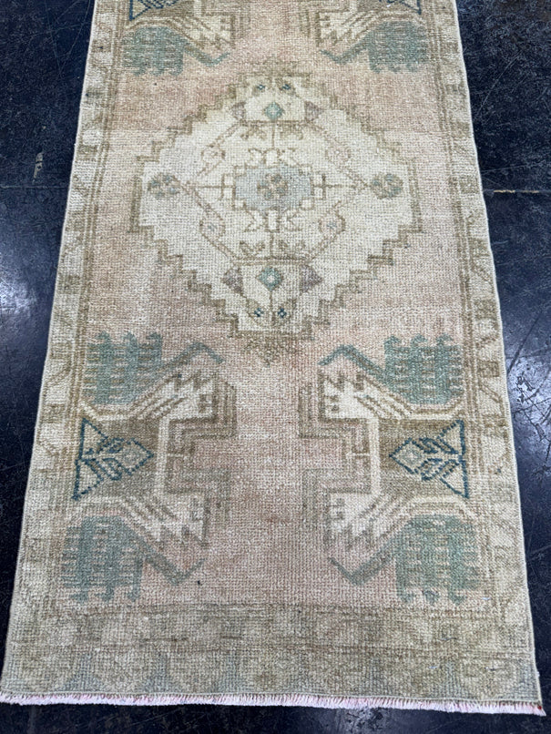 Turkish Mini Rug Oriental Hand Knotted Vintage Rug  1'6'' x  3'2'' #12137