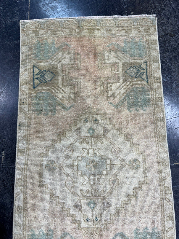 Turkish Mini Rug Oriental Hand Knotted Vintage Rug  1'6'' x  3'2'' #12137