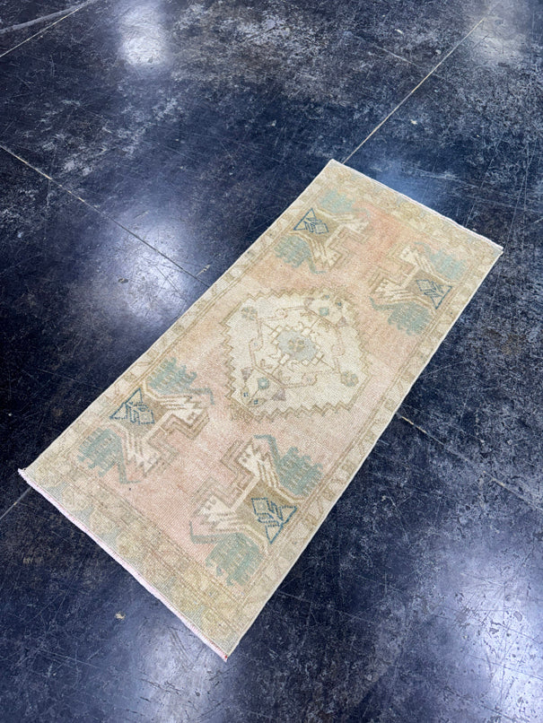 Turkish Mini Rug Oriental Hand Knotted Vintage Rug  1'6'' x  3'2'' #12137