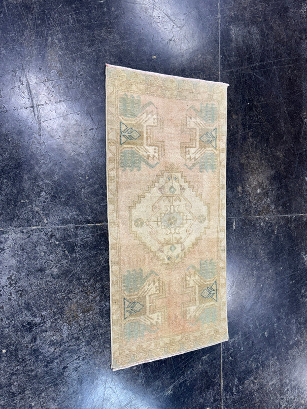 Turkish Mini Rug Oriental Hand Knotted Vintage Rug  1'6'' x  3'2'' #12137