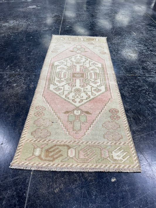 Turkish Mini Rug Oriental Hand Knotted Vintage Rug  1'4'' x  3'4'' #12146