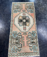 Turkish Mini Rug Oriental Hand Knotted Vintage Rug  1'4'' x  3' #12147