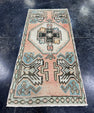 Turkish Mini Rug Oriental Hand Knotted Vintage Rug  1'4'' x  3' #12147