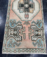 Turkish Mini Rug Oriental Hand Knotted Vintage Rug  1'4'' x  3' #12147