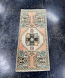 Turkish Mini Rug Oriental Hand Knotted Vintage Rug  1'4'' x  3' #12147