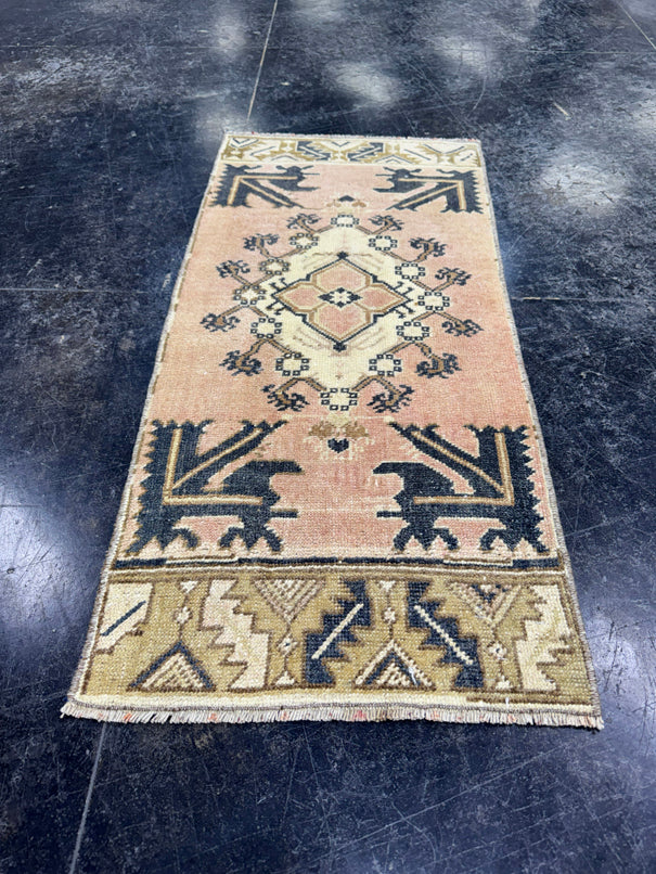 Turkish Mini Rug Oriental Hand Knotted Vintage Rug  1'6'' x  3'4'' #12139