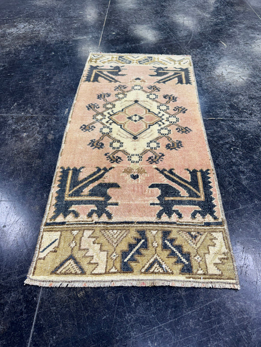 Turkish Mini Rug Oriental Hand Knotted Vintage Rug  1'6'' x  3'4'' #12139