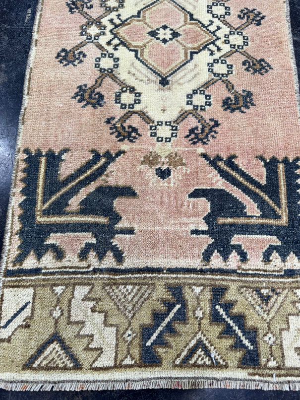 Turkish Mini Rug Oriental Hand Knotted Vintage Rug  1'6'' x  3'4'' #12139