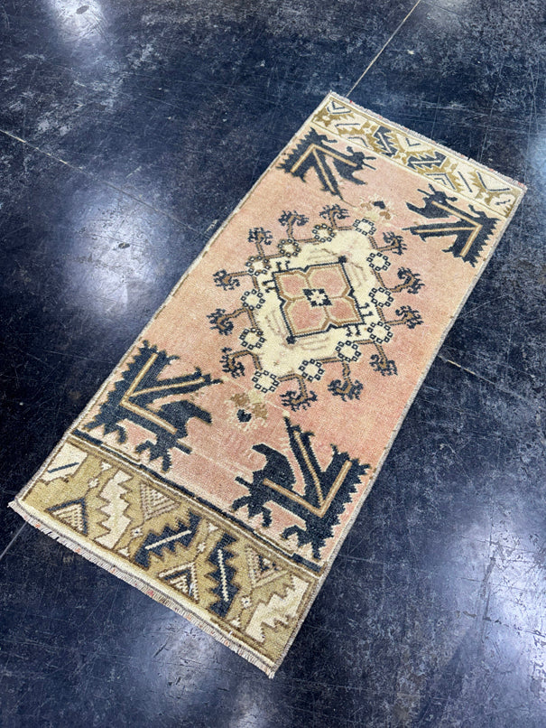 Turkish Mini Rug Oriental Hand Knotted Vintage Rug  1'6'' x  3'4'' #12139