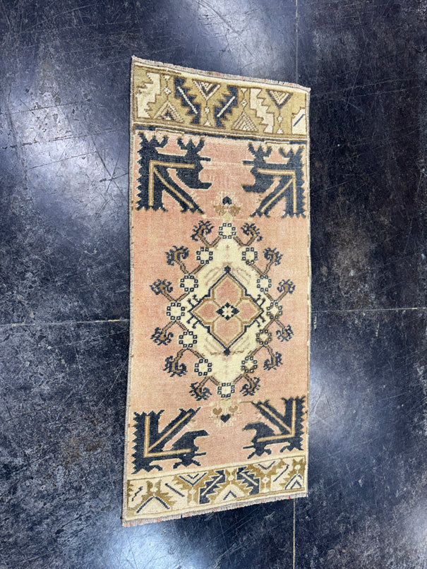 Turkish Mini Rug Oriental Hand Knotted Vintage Rug  1'6'' x  3'4'' #12139