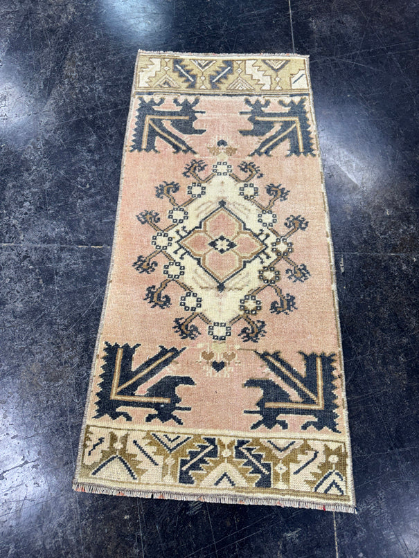 Turkish Mini Rug Oriental Hand Knotted Vintage Rug  1'6'' x  3'4'' #12139