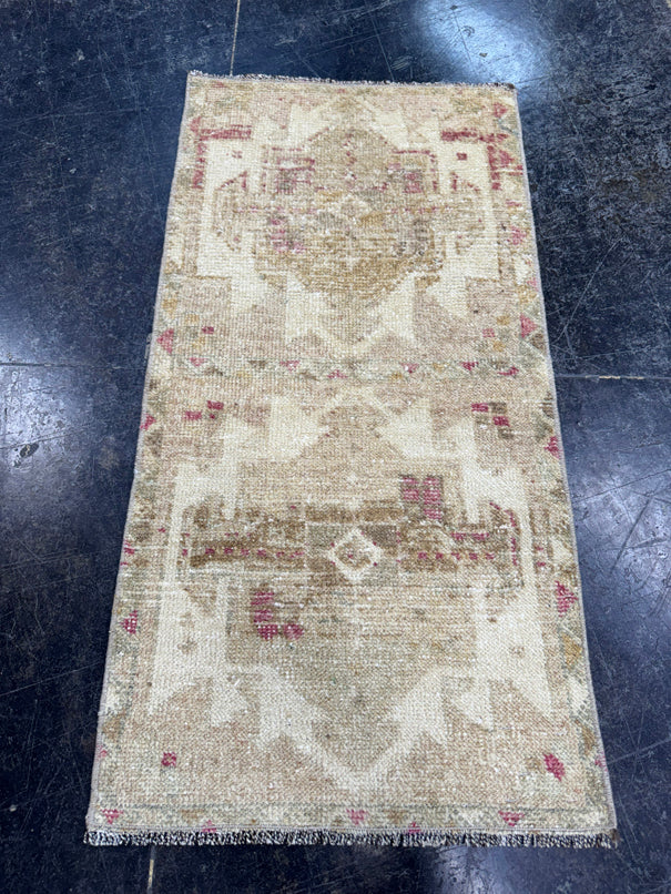 Turkish Mini Rug Oriental Hand Knotted Vintage Rug  1'6'' x  2'11'' #12140